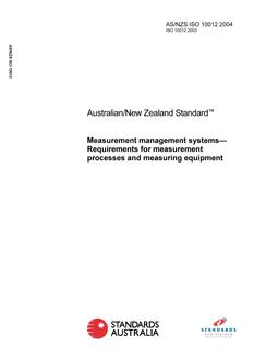 AS/NZS ISO 10012:2004 AS/NZS ISO 10012:2004