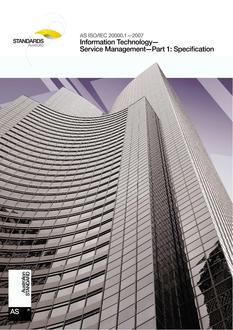 AS ISO/IEC 20000.1-2007 PDF - Australian Standards Store